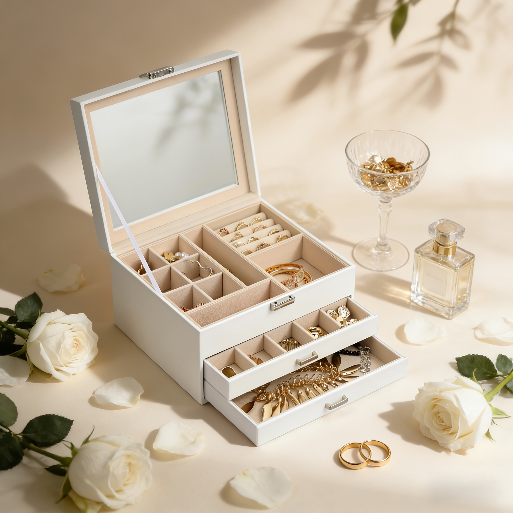 Women's 3-Tier Jewelry Organizer, Velvet Lining